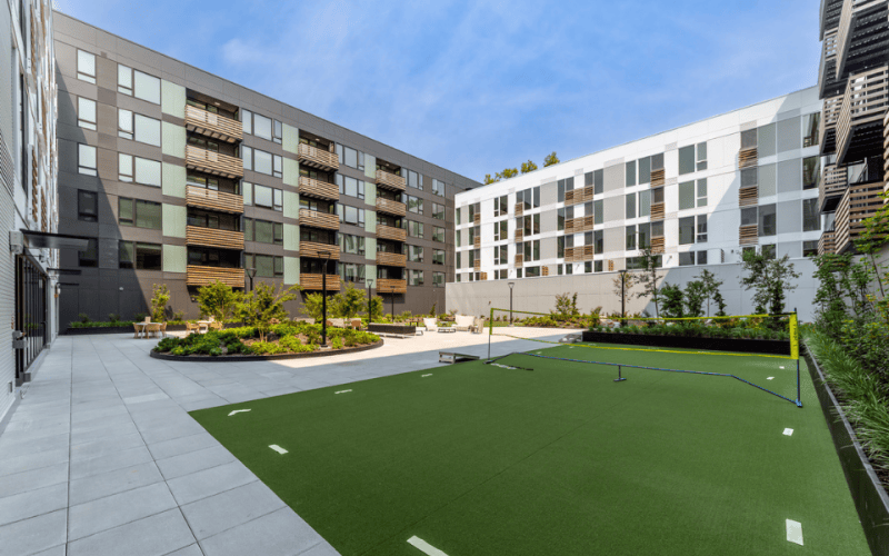 courtyard with yard games
